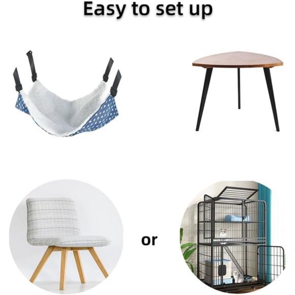 Pet Hammock for Cage Reversible Cat Hanging Hammock Soft Hanging Bed for Cats - Picture 2 of 8